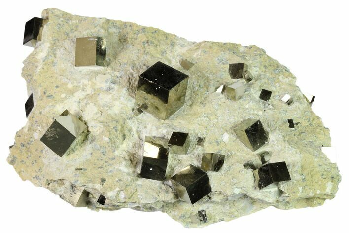Shiny Pyrite Cubes in Rock - Victoria Mine, Spain #168549